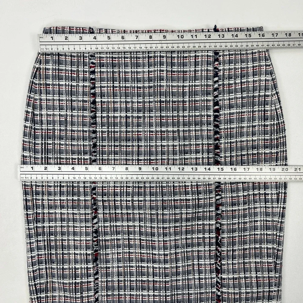 J.Crew NWT‎ Tweed Pencil Skirt Sz 10 Red White Blue Plaid Preppy